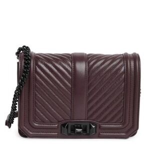 Rebecca Minkoff Small Love Leather Quilted Crossbody Bag,‎  Burgundy, NWT